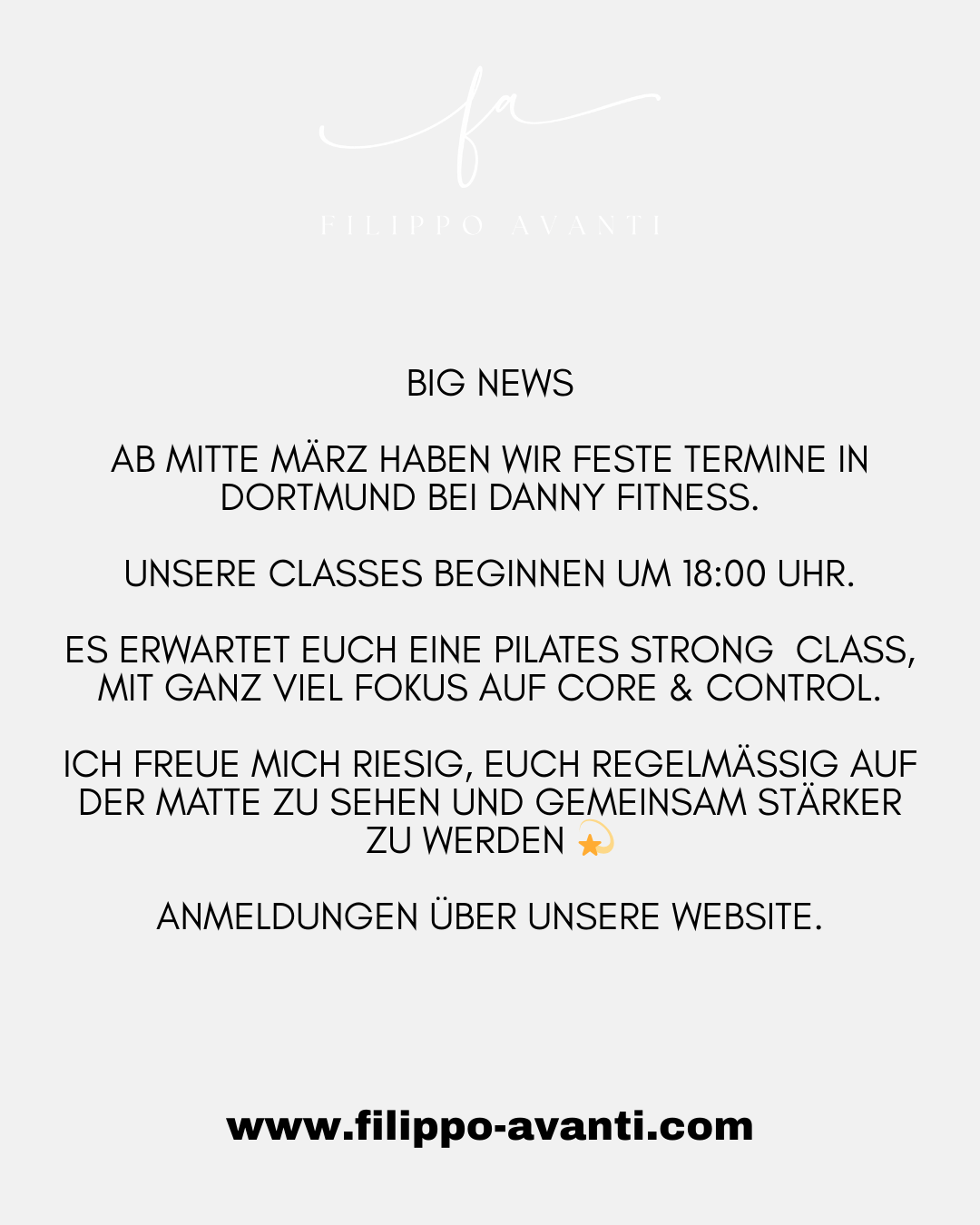 Pilates Strong Class am 29.4 mit Kimi