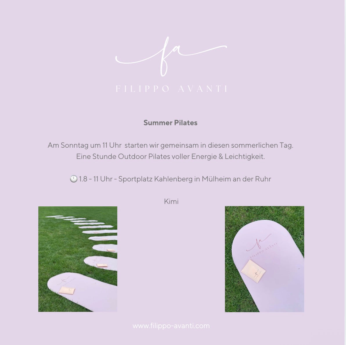 Pilates Class am 1.8 um 11 Uhr mit Kimi