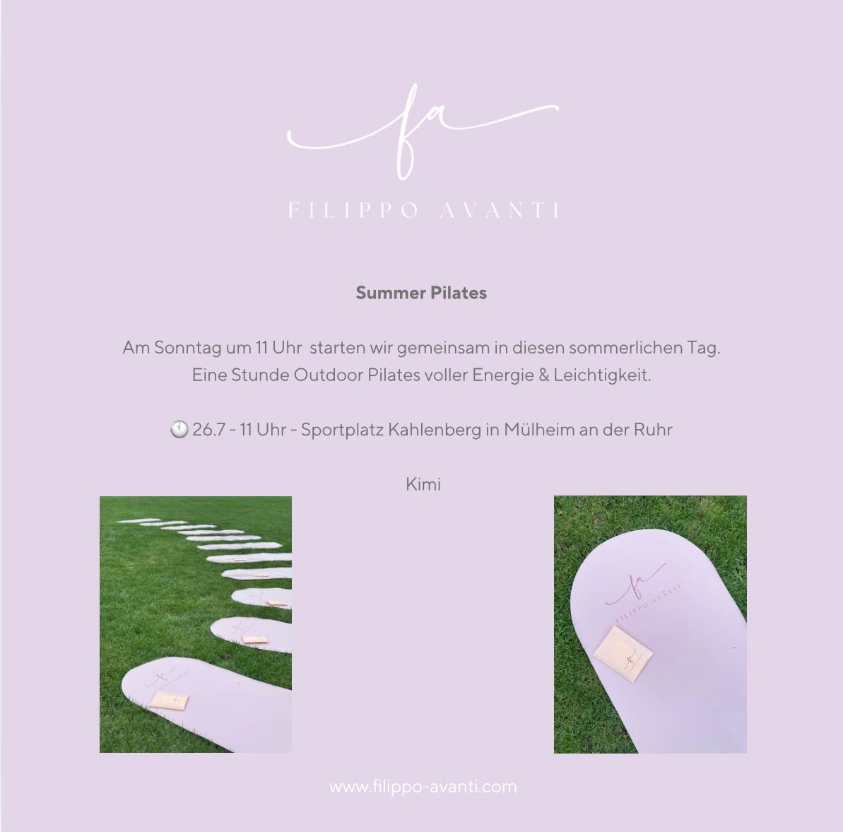 Pilates Class am 26.7 um 11 Uhr mit Kimi