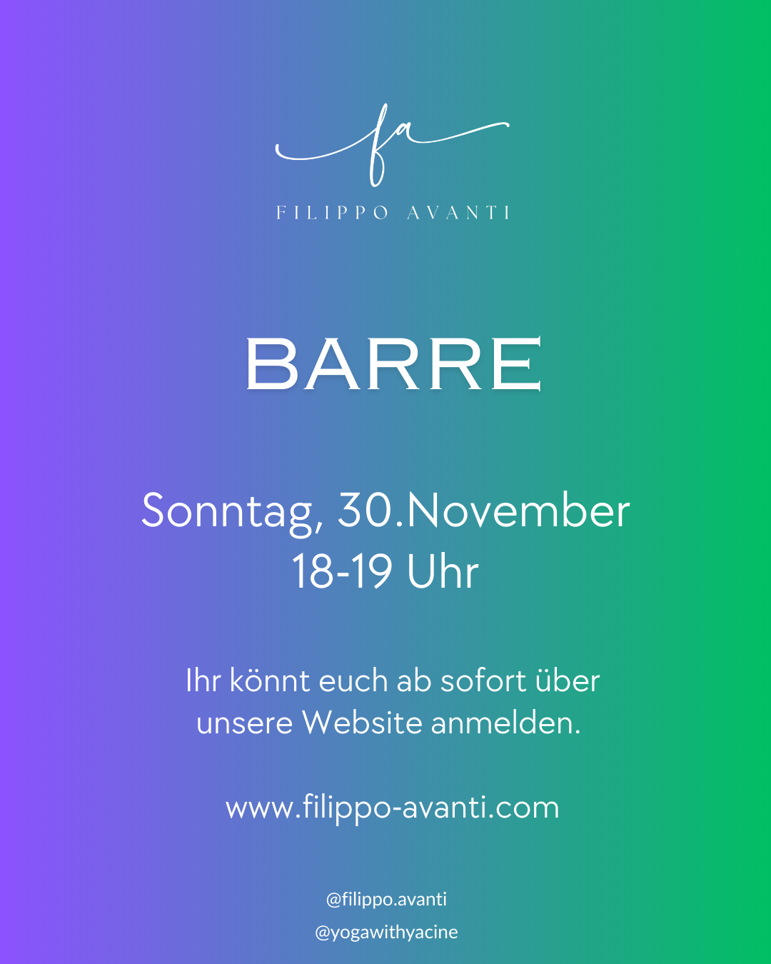 Advents Special: 30th November 2025 - Barre with Yacine